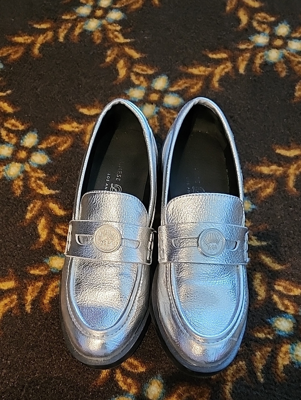 Chinese Laundry Metallic Silver Penny Loafers
